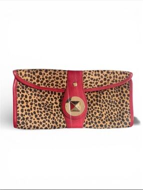 Kate Spade New York pony leather leopard print clutch.